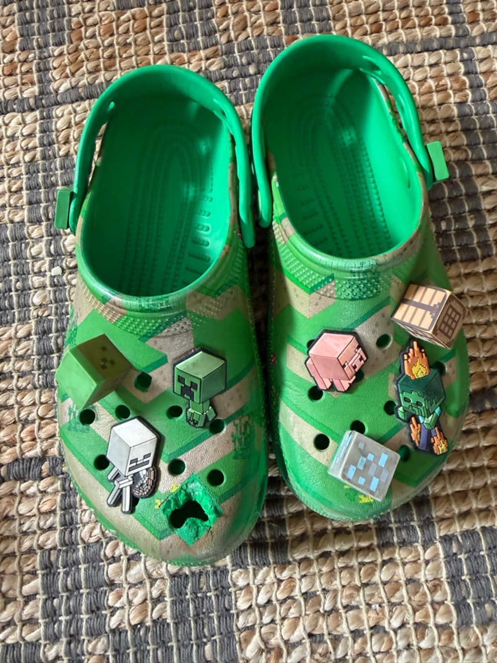 CROCS Kids Green Special Edition Minecraft Sandals with 3D characters